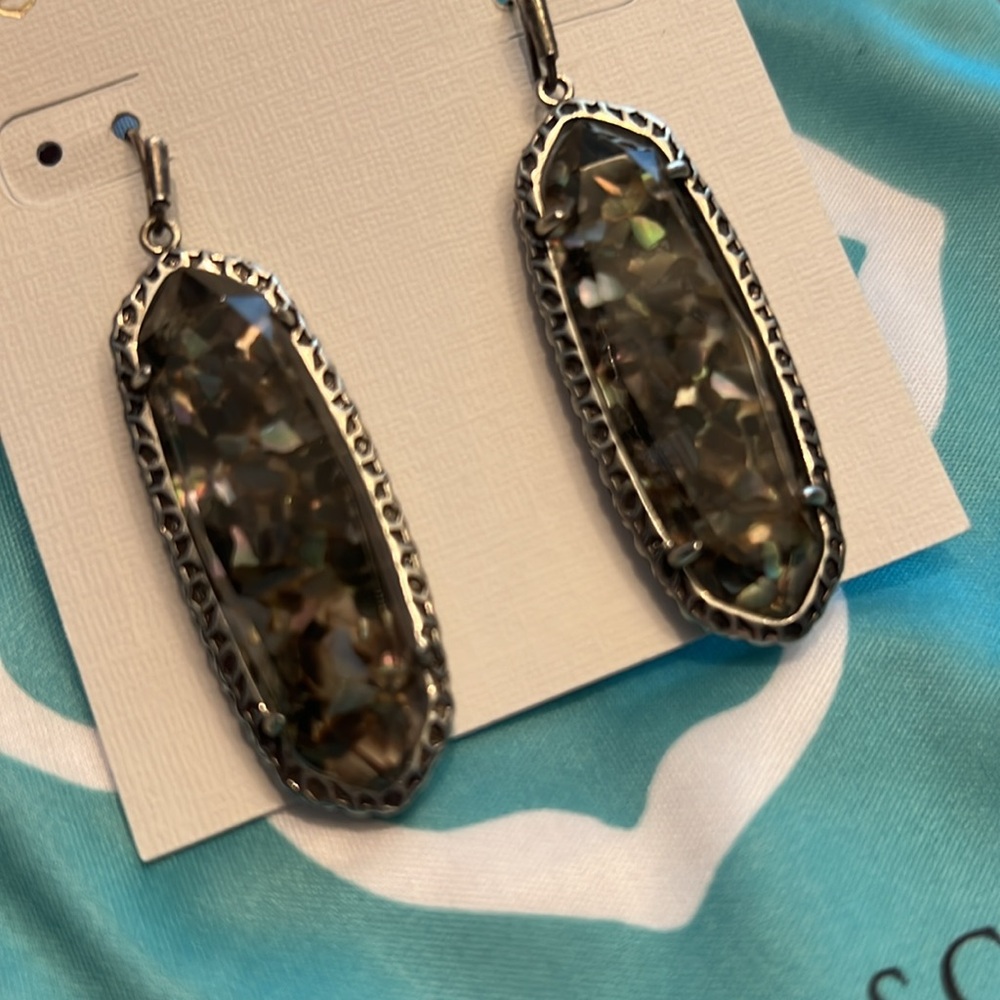 Kendra Scott Abalone Shell and Glass Silver Drop Earrings - Picture 4 of 4